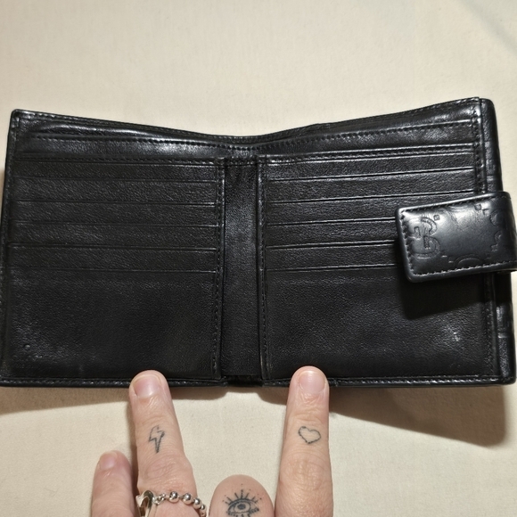 Authentic Gucci Black Leather Micrologo Bi-Fold Wallet Bow Snap Cash Vintage - Picture 7 of 12